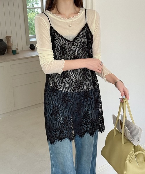 yuue' ( wear )(ユーイ)の「レイヤードにピッタリ◎総レースチュニックキャミワンピース(ワンピース・レディース・ホワイト/ブラック・FREE)」の14枚目の写真