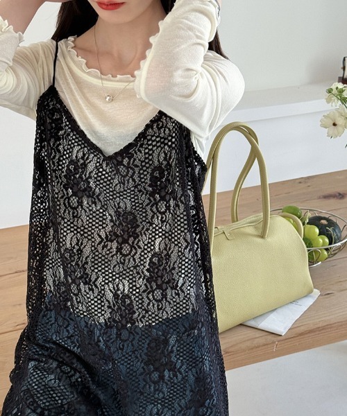 yuue' ( wear )(ユーイ)の「レイヤードにピッタリ◎総レースチュニックキャミワンピース(ワンピース・レディース・ホワイト/ブラック・FREE)」の12枚目の写真