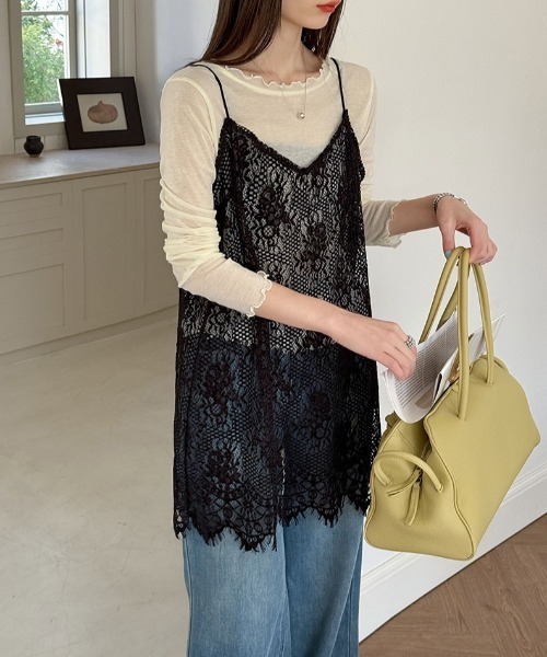 yuue' ( wear )(ユーイ)の「レイヤードにピッタリ◎総レースチュニックキャミワンピース(ワンピース・レディース・ホワイト/ブラック・FREE)」の16枚目の写真