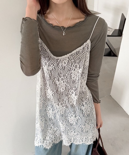 yuue' ( wear )(ユーイ)の「レイヤードにピッタリ◎総レースチュニックキャミワンピース(ワンピース・レディース・ホワイト/ブラック・FREE)」の5枚目の写真