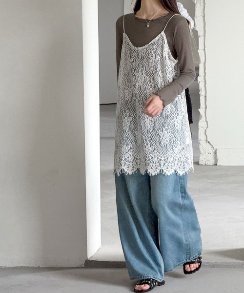 yuue' ( wear )(ユーイ)の「レイヤードにピッタリ◎総レースチュニックキャミワンピース(ワンピース・レディース・ホワイト/ブラック・FREE)」の8枚目の写真