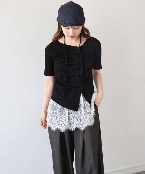 tiptop(ティップトップ)の「チョーカー付き前ギャザーテレコT(Tシャツ/カットソー・レディース・ブラック/オフホワイト/ライトグレー/ブラウン/レッド・FREE)」の20枚目の写真