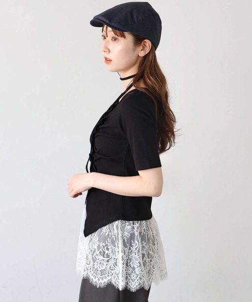tiptop(ティップトップ)の「チョーカー付き前ギャザーテレコT(Tシャツ/カットソー・レディース・ブラック/オフホワイト/ライトグレー/ブラウン/レッド・FREE)」の22枚目の写真
