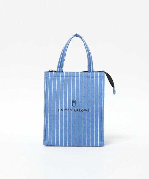 UNITED ARROWS(ユナイテッドアローズ)の「ストライプ ロゴ ランチバッグ(トートバッグ・レディース・ブラック/ライトブルー・FREE)」の2枚目の写真