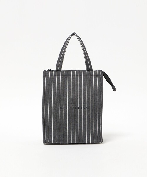 UNITED ARROWS(ユナイテッドアローズ)の「ストライプ ロゴ ランチバッグ(トートバッグ・レディース・ブラック/ライトブルー・FREE)」の1枚目の写真