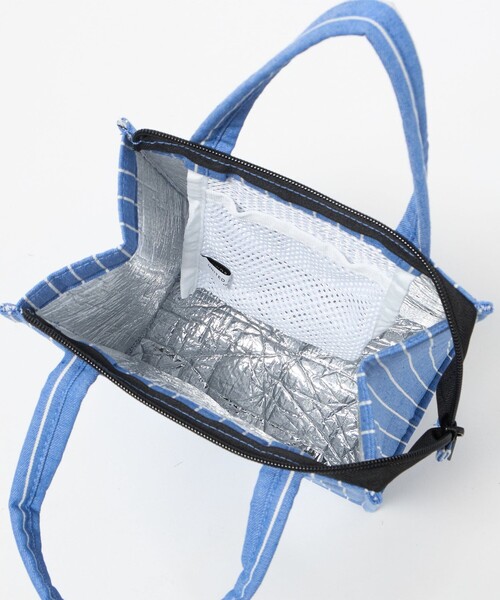 UNITED ARROWS(ユナイテッドアローズ)の「ストライプ ロゴ ランチバッグ(トートバッグ・レディース・ブラック/ライトブルー・FREE)」の8枚目の写真