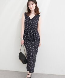 セール】〈canami〉配色ステッチラッフル袖ワンピース（ワンピース