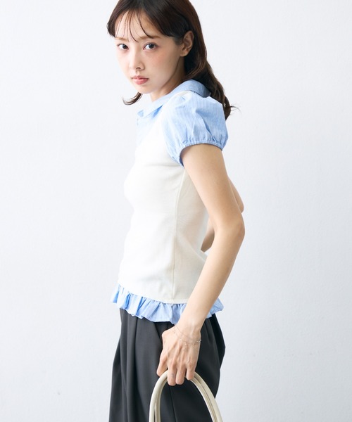 krahe(クレーエ)の「チェックシャツビスチェレイヤードトップス(シャツ/ブラウス・レディース・グレー/ホワイト/ブラック・FREE)」の10枚目の写真