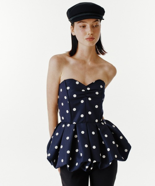 ESTNATION(エストネーション)の「UNUS / Dot Bare Blouse(シャツ/ブラウス・レディース・インディゴブルー/ライトホワイト・36/38)」の1枚目の写真