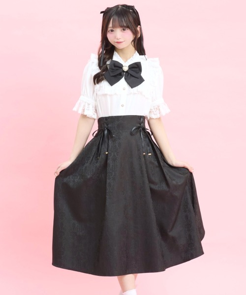 Secret Honey（シークレットハニー）の「スクエアヨークレースフリルブラウス（シャツ/ブラウス・レディース・ブラック/オフホワイト・MEDIUM）」の4枚目の写真
