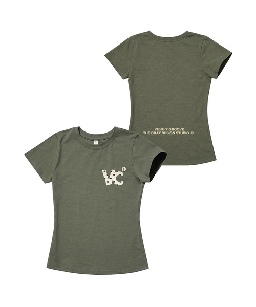 VENHIT（ベンヒット）の「VCシグネチャー刺繍スリム半袖Tシャツ [DOT]（Tシャツ/カットソー・レディース・ホワイト/ネイビー/ブラック/カーキ・LARGE/SMALL/MEDIUM）」の3枚目の写真