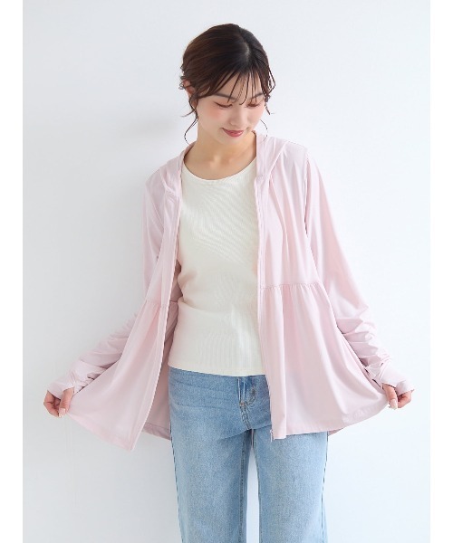 tutuanna（チュチュアンナ）の「[水陸両用]フレアフリルUVカットパーカー(ロング丈)（パーカー・レディース・サンドベージュ/ピンク・L/M）」の12枚目の写真