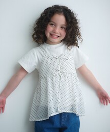 green label relaxing（グリーンレーベルリラクシング）の「ドット シフォン キャミソール Tシャツ セット / キッズ 100cm-130cm（Tシャツ/カットソー・キッズ）」
