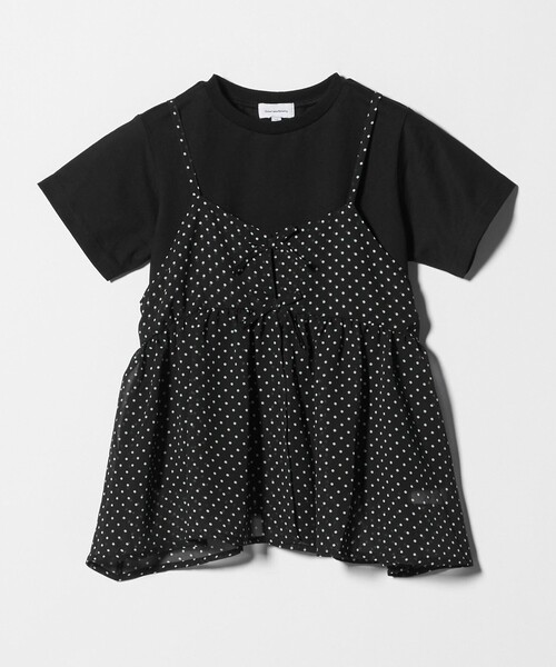green label relaxing（グリーンレーベルリラクシング）の「ドット シフォン キャミソール Tシャツ セット / キッズ 100cm-130cm（Tシャツ/カットソー・キッズ・オフホワイト/ブラック・110cm/120cm/130cm/100cm）」の2枚目の写真