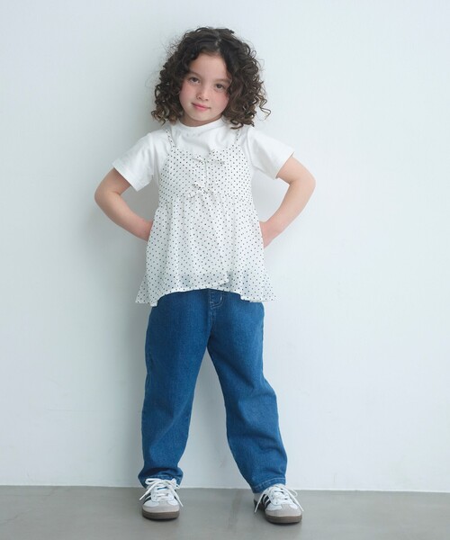 green label relaxing（グリーンレーベルリラクシング）の「ドット シフォン キャミソール Tシャツ セット / キッズ 100cm-130cm（Tシャツ/カットソー・キッズ・オフホワイト/ブラック・110cm/120cm/130cm/100cm）」の21枚目の写真