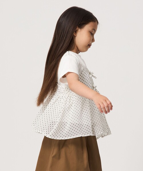 green label relaxing（グリーンレーベルリラクシング）の「ドット シフォン キャミソール Tシャツ セット / キッズ 100cm-130cm（Tシャツ/カットソー・キッズ・オフホワイト/ブラック・110cm/120cm/130cm/100cm）」の22枚目の写真