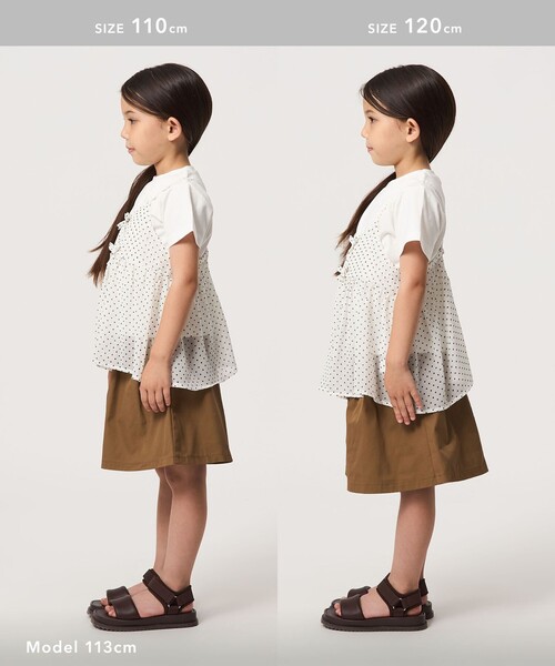 green label relaxing（グリーンレーベルリラクシング）の「ドット シフォン キャミソール Tシャツ セット / キッズ 100cm-130cm（Tシャツ/カットソー・キッズ・オフホワイト/ブラック・110cm/120cm/130cm/100cm）」の20枚目の写真