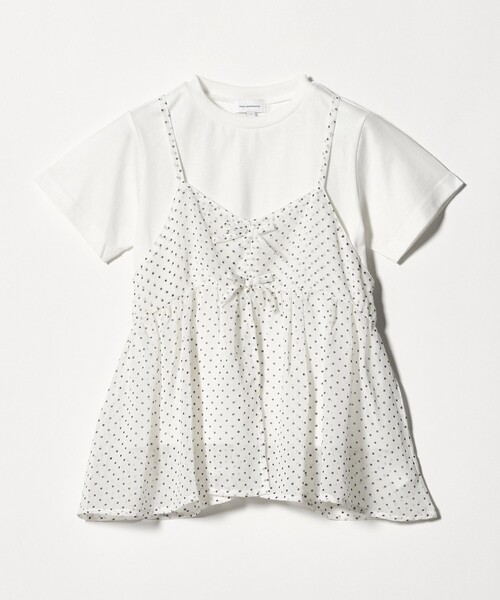 green label relaxing（グリーンレーベルリラクシング）の「ドット シフォン キャミソール Tシャツ セット / キッズ 100cm-130cm（Tシャツ/カットソー・キッズ・オフホワイト/ブラック・110cm/120cm/130cm/100cm）」の7枚目の写真