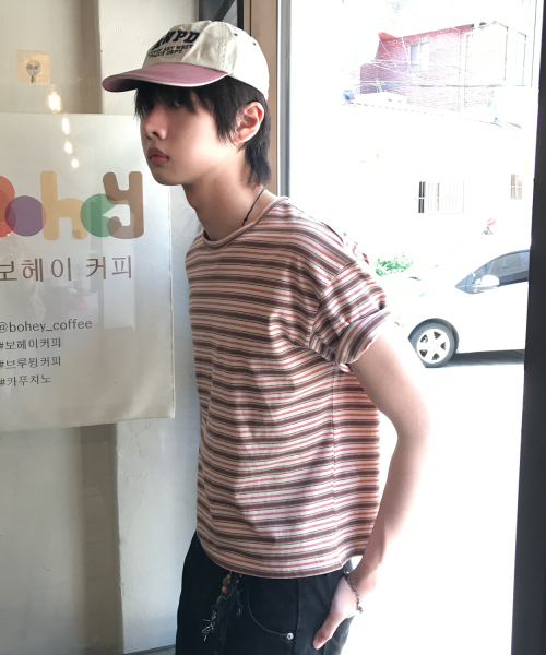 LEIRE（ルアール）の「エッセンシャルストライプクロップTシャツ[ブラウン]（Tシャツ/カットソー・メンズ・その他・MEDIUM/LARGE/X-LARGE/2XL）」の12枚目の写真