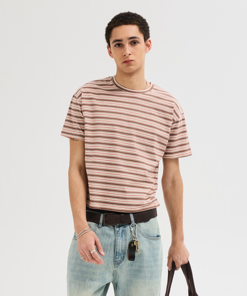 LEIRE（ルアール）の「エッセンシャルストライプクロップTシャツ[ブラウン]（Tシャツ/カットソー・メンズ・その他・MEDIUM/LARGE/X-LARGE/2XL）」の9枚目の写真