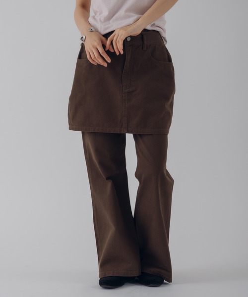 MUHET（ミュエータ）の「【set item】denim skirt & pants / デニムスカート＆パンツセット（デニムパンツ・レディース・ブラウン/ライトインディゴブルー/インディゴブルー・SMALL/LARGE/MEDIUM）」の2枚目の写真