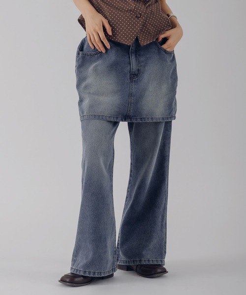MUHET（ミュエータ）の「【set item】denim skirt & pants / デニムスカート＆パンツセット（デニムパンツ・レディース・ブラウン/ライトインディゴブルー/インディゴブルー・SMALL/LARGE/MEDIUM）」の16枚目の写真