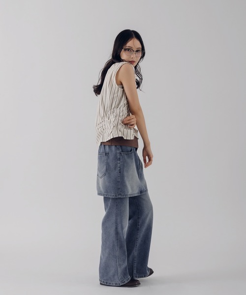 MUHET（ミュエータ）の「【set item】denim skirt & pants / デニムスカート＆パンツセット（デニムパンツ・レディース・ブラウン/ライトインディゴブルー/インディゴブルー・SMALL/LARGE/MEDIUM）」の22枚目の写真