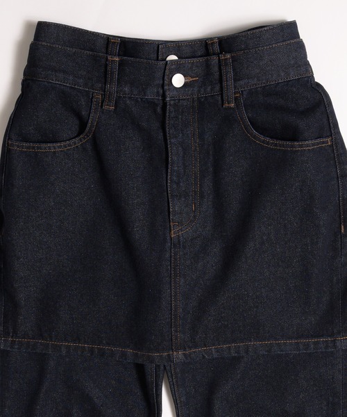 MUHET（ミュエータ）の「【set item】denim skirt & pants / デニムスカート＆パンツセット（デニムパンツ・レディース・ブラウン/ライトインディゴブルー/インディゴブルー・SMALL/LARGE/MEDIUM）」の4枚目の写真