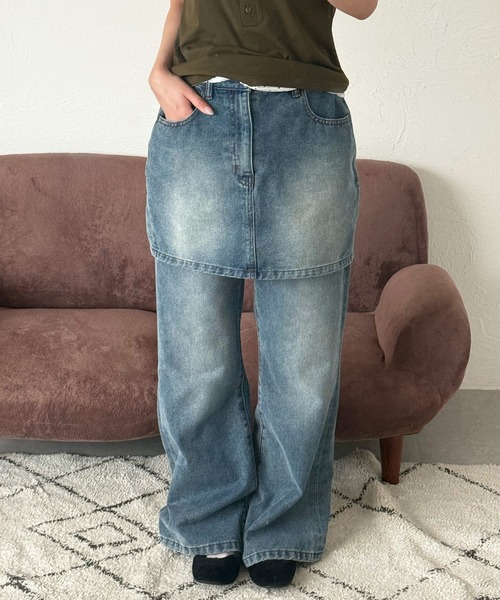 MUHET（ミュエータ）の「【set item】denim skirt & pants / デニムスカート＆パンツセット（デニムパンツ・レディース・ブラウン/ライトインディゴブルー/インディゴブルー・SMALL/LARGE/MEDIUM）」の13枚目の写真