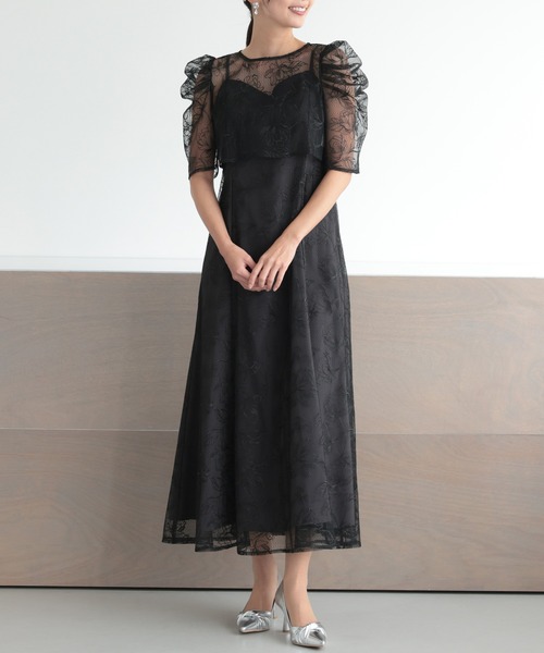 haremode(ハレモード)の「【haremode】シアーレースボレロセットアップドレス 325280(ドレス・レディース・ブラック系1/グリーン/ブラウン/ライトイエロー/ブラック系その他2/ブルーグレー・S/M/L)」の1枚目の写真