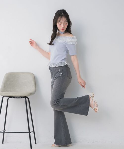 ems excite(エムズエキサイト)の「フロントキラキラデニムPT(デニムパンツ・レディース・ライトブルー/ライトグレー・MEDIUM/SMALL)」の22枚目の写真