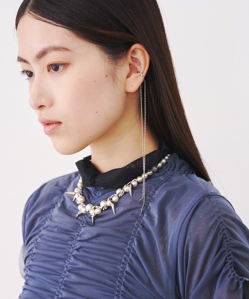 SOEMIN(ソミン)の「Thorn and pearl necklace/スタッズ&パールネックレス(ネックレス・レディース・ホワイト・FREE)」の8枚目の写真