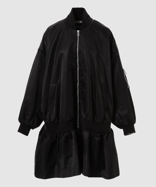 GURTWEIN( ガーウィン)の「Ruffle-skirt hemmed bomber coat(その他アウター・レディース・ブラック・FREE)」の1枚目の写真