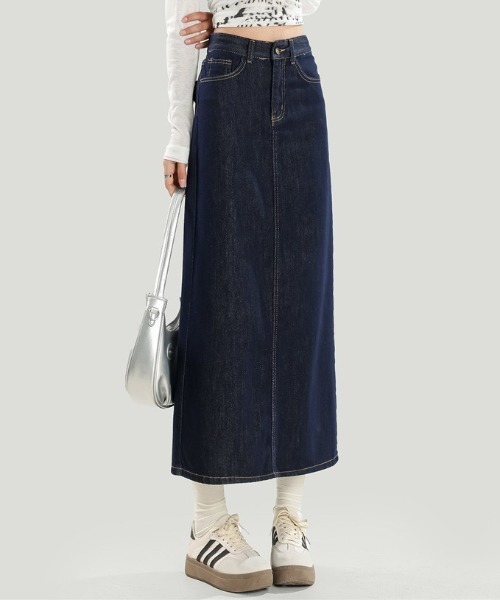 NANEA(ナネア)の「バックポケット ハイウエストデニムタイトスカート(デニムスカート・レディース・ネイビー・LARGE/MEDIUM/SMALL)」の9枚目の写真