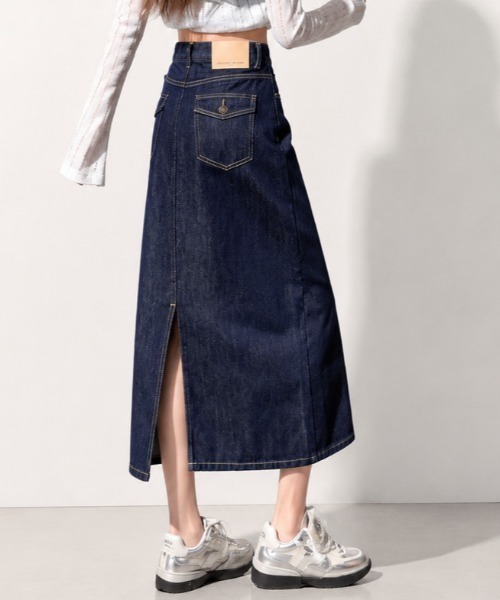 NANEA(ナネア)の「バックポケット ハイウエストデニムタイトスカート(デニムスカート・レディース・ネイビー・LARGE/MEDIUM/SMALL)」の14枚目の写真