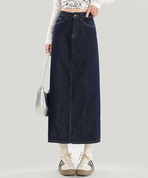 NANEA(ナネア)の「バックポケット ハイウエストデニムタイトスカート(デニムスカート・レディース・ネイビー・LARGE/MEDIUM/SMALL)」の8枚目の写真