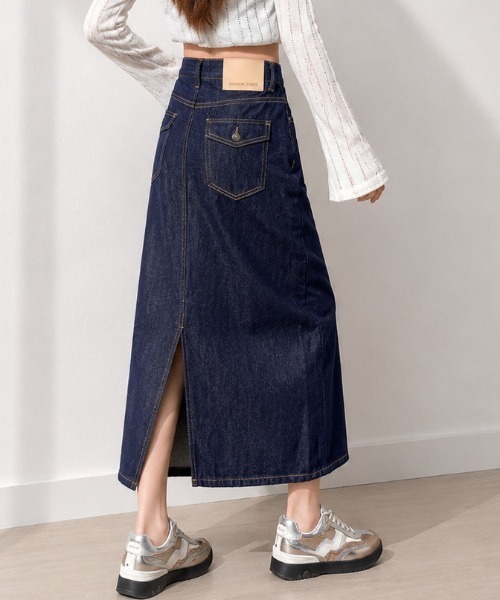 NANEA(ナネア)の「バックポケット ハイウエストデニムタイトスカート(デニムスカート・レディース・ネイビー・LARGE/MEDIUM/SMALL)」の16枚目の写真