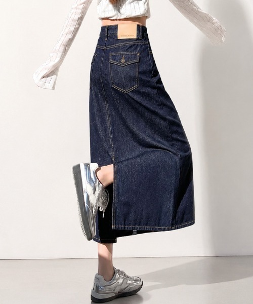 NANEA(ナネア)の「バックポケット ハイウエストデニムタイトスカート(デニムスカート・レディース・ネイビー・LARGE/MEDIUM/SMALL)」の7枚目の写真