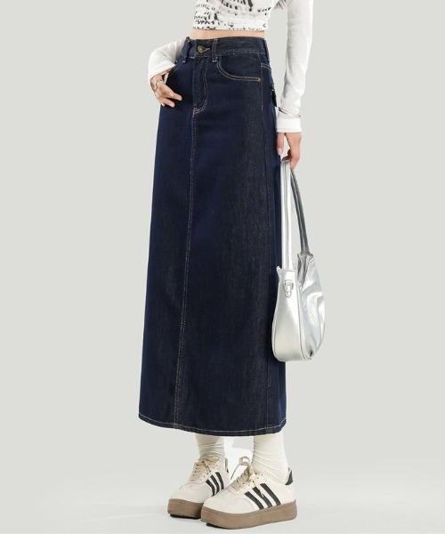 NANEA(ナネア)の「バックポケット ハイウエストデニムタイトスカート(デニムスカート・レディース・ネイビー・LARGE/MEDIUM/SMALL)」の10枚目の写真