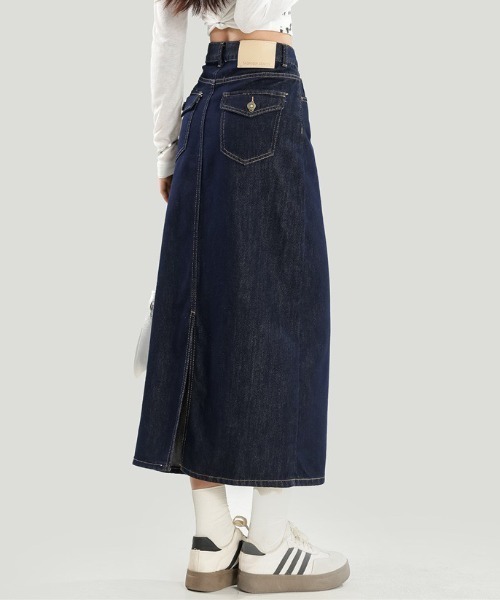 NANEA(ナネア)の「バックポケット ハイウエストデニムタイトスカート(デニムスカート・レディース・ネイビー・LARGE/MEDIUM/SMALL)」の12枚目の写真