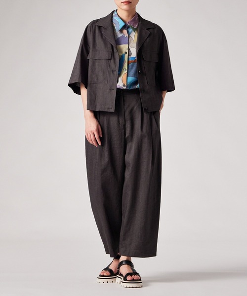 Paul Smith(ポールスミス)の「ウィメンズ レーヨンリネン コクーンシルエット タックパンツ / 165050 396T(スラックス・レディース・ダークブラウン・40)」の2枚目の写真