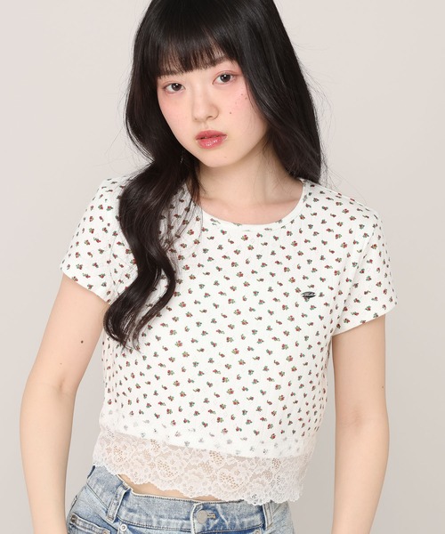 Heather(ヘザー)の「アソートレーストリムTEE 999601(Tシャツ/カットソー・レディース・ブラック系その他/ブルー系その他/ホワイト系その他/ホワイト系その他2/オフホワイト/ピンク・FREE)」の1枚目の写真