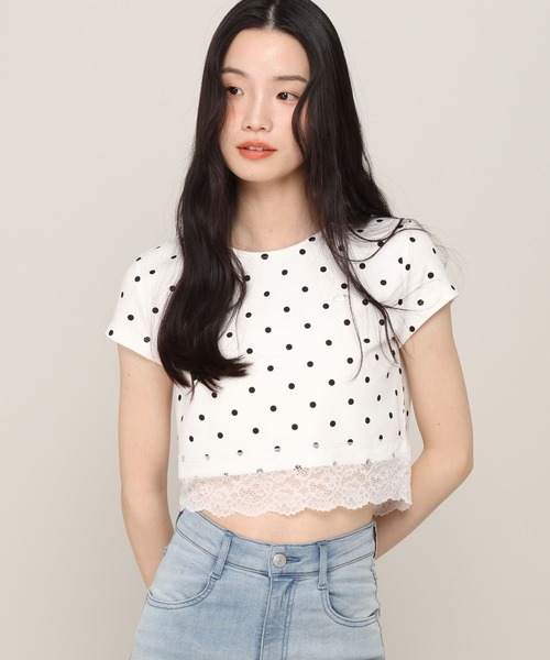 Heather(ヘザー)の「アソートレーストリムTEE 999601(Tシャツ/カットソー・レディース・ブラック系その他/ブルー系その他/ホワイト系その他/ホワイト系その他2/オフホワイト/ピンク・FREE)」の7枚目の写真