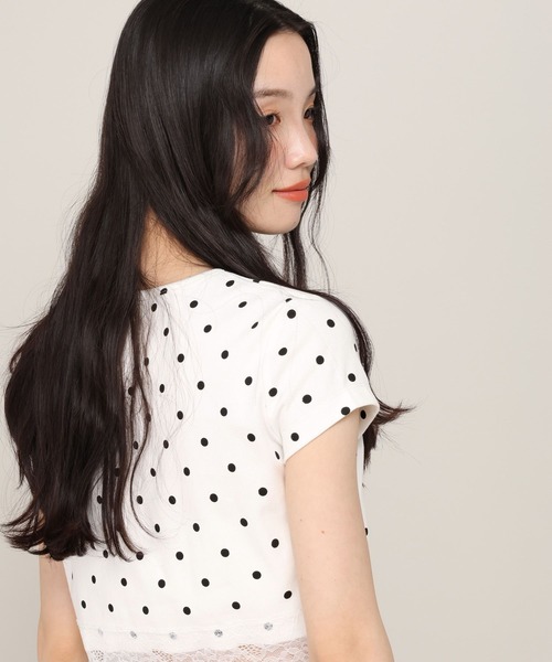 Heather(ヘザー)の「アソートレーストリムTEE 999601(Tシャツ/カットソー・レディース・ブラック系その他/ブルー系その他/ホワイト系その他/ホワイト系その他2/オフホワイト/ピンク・FREE)」の9枚目の写真