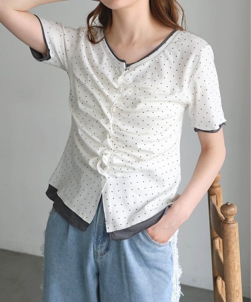 tiptop（ティップトップ）の「配色前ギャザーT（Tシャツ/カットソー・レディース・ホワイト系その他/ブラック/グレー系その他/ブラウン・FREE）」の22枚目の写真