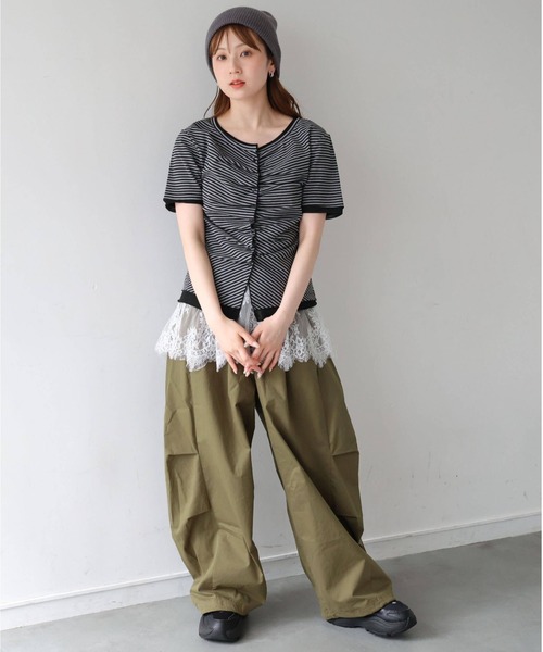 tiptop（ティップトップ）の「配色前ギャザーT（Tシャツ/カットソー・レディース・ホワイト系その他/ブラック/グレー系その他/ブラウン・FREE）」の11枚目の写真