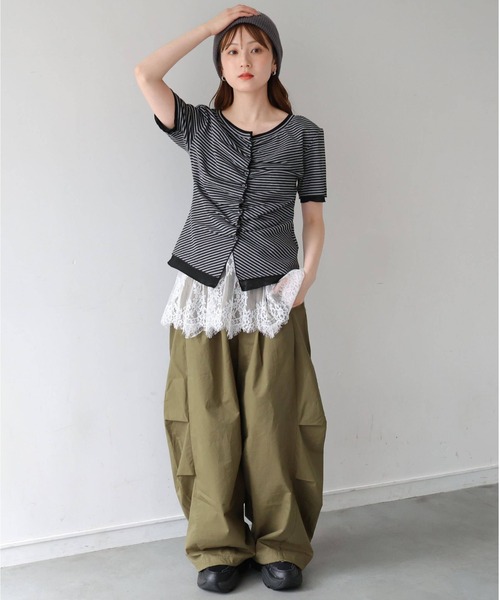 tiptop（ティップトップ）の「配色前ギャザーT（Tシャツ/カットソー・レディース・ホワイト系その他/ブラック/グレー系その他/ブラウン・FREE）」の12枚目の写真