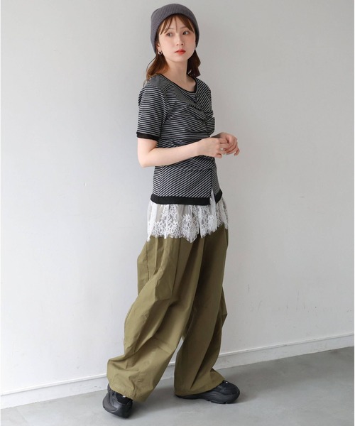 tiptop（ティップトップ）の「配色前ギャザーT（Tシャツ/カットソー・レディース・ホワイト系その他/ブラック/グレー系その他/ブラウン・FREE）」の13枚目の写真