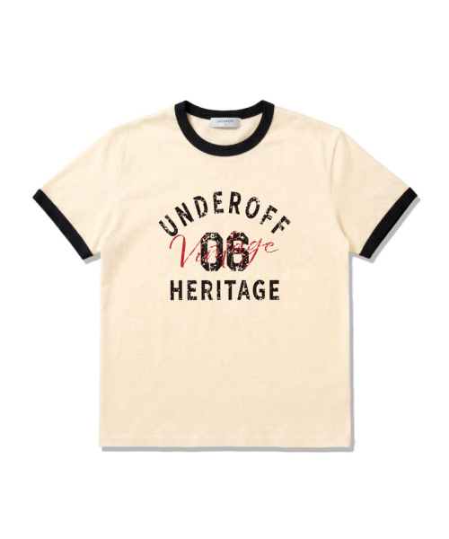 UNDEROFF（アンダーオフ）の「エッセンシャルスタンダード 半袖リンガーTシャツ ヴィンテージクリーム（Tシャツ/カットソー・メンズ・クリーム・LARGE/MEDIUM/SMALL/X-LARGE）」の2枚目の写真