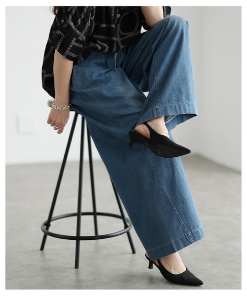 Sawa a la mode(サワアラモード)の「リラックスワイドストレートデニム(デニムパンツ・レディース・ブラック/オフホワイト/ブルー・FREE)」の17枚目の写真